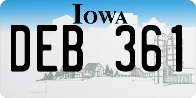 IA license plate DEB361