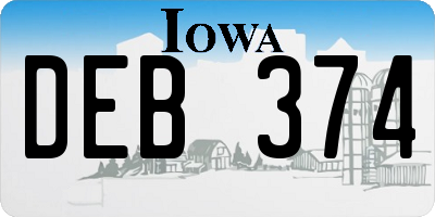 IA license plate DEB374