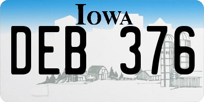 IA license plate DEB376
