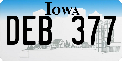 IA license plate DEB377