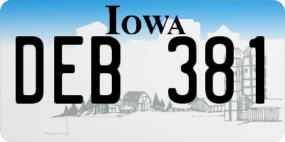 IA license plate DEB381