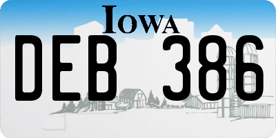 IA license plate DEB386
