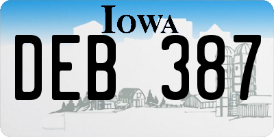 IA license plate DEB387