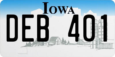 IA license plate DEB401