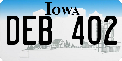 IA license plate DEB402