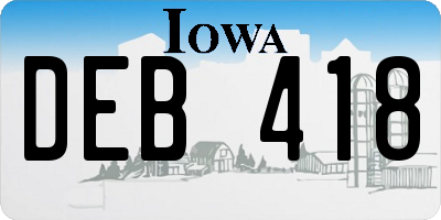 IA license plate DEB418