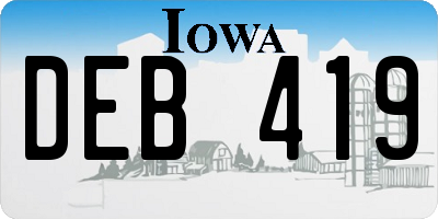 IA license plate DEB419