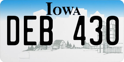IA license plate DEB430