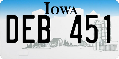 IA license plate DEB451