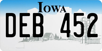 IA license plate DEB452