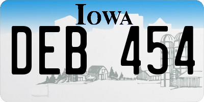 IA license plate DEB454