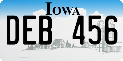 IA license plate DEB456