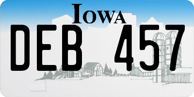IA license plate DEB457