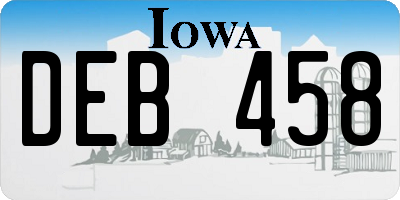 IA license plate DEB458