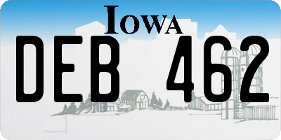 IA license plate DEB462