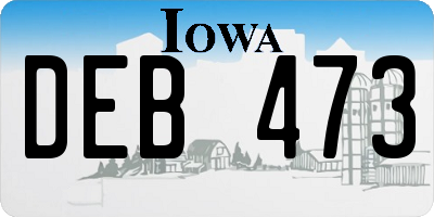 IA license plate DEB473