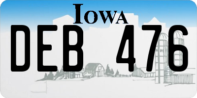 IA license plate DEB476