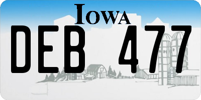 IA license plate DEB477