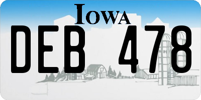 IA license plate DEB478