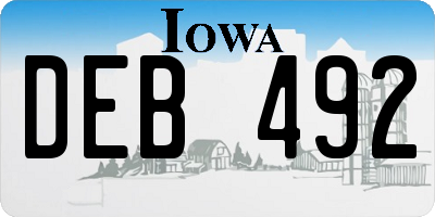 IA license plate DEB492