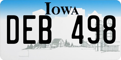 IA license plate DEB498