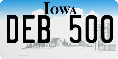 IA license plate DEB500