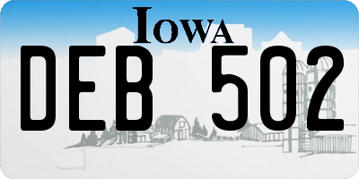 IA license plate DEB502