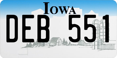 IA license plate DEB551