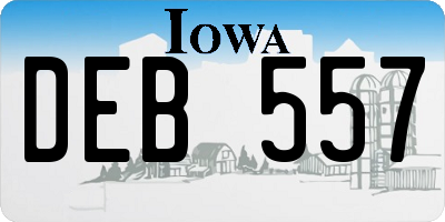 IA license plate DEB557