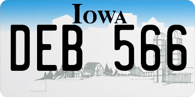 IA license plate DEB566