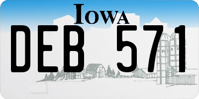 IA license plate DEB571