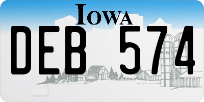 IA license plate DEB574