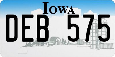 IA license plate DEB575