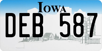 IA license plate DEB587