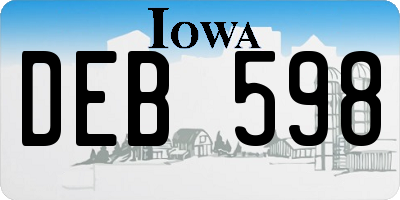 IA license plate DEB598