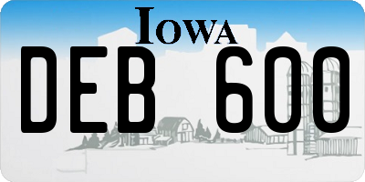 IA license plate DEB600
