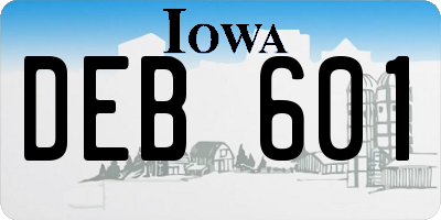 IA license plate DEB601