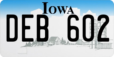 IA license plate DEB602