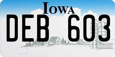 IA license plate DEB603