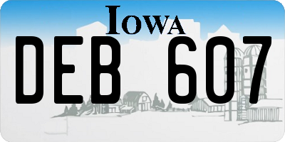IA license plate DEB607
