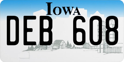 IA license plate DEB608
