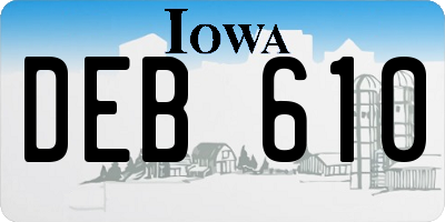 IA license plate DEB610