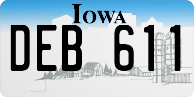 IA license plate DEB611