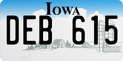 IA license plate DEB615