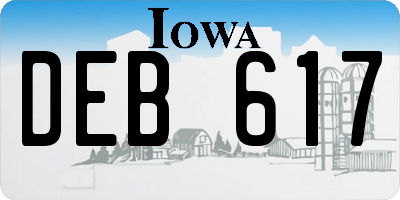 IA license plate DEB617