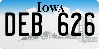 IA license plate DEB626