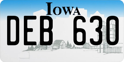 IA license plate DEB630