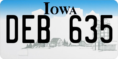 IA license plate DEB635