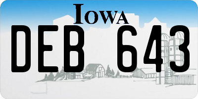 IA license plate DEB643