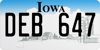 IA license plate DEB647